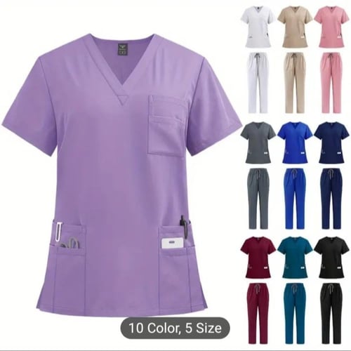 طقم سكراب نسائي V عدد 2 جيوب كبيره +4 جيوب صغيره و...