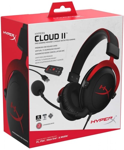 هايبر اكس كلاود تو اسود/احمر - HyperX Cloud II Gam...