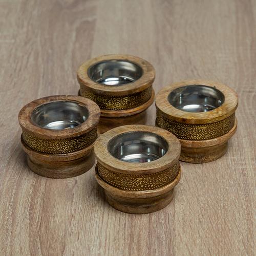 شمعدان خشبي هندي ( قطعة واحده )