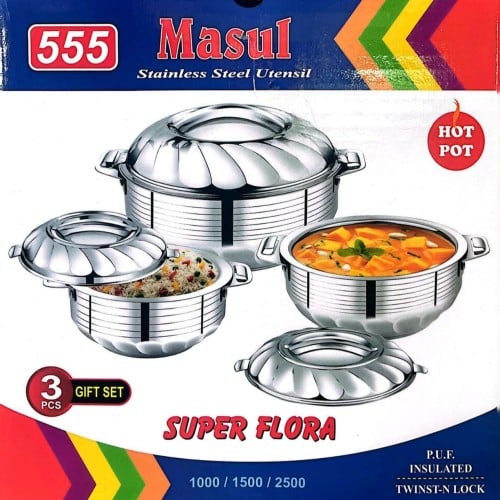 طقم حافظات طعام 3 حبات هنديه بمقاسات متعددة