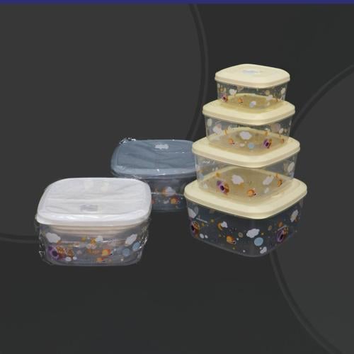 طقم علب بلاستيك مستطيله 4حبات