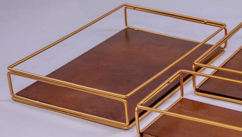 صينية تقديم باللون البني المحروق مستطيلة بعدة مقاس...