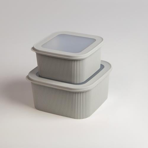 طقم علب بلاستيك حبتين (مربع)