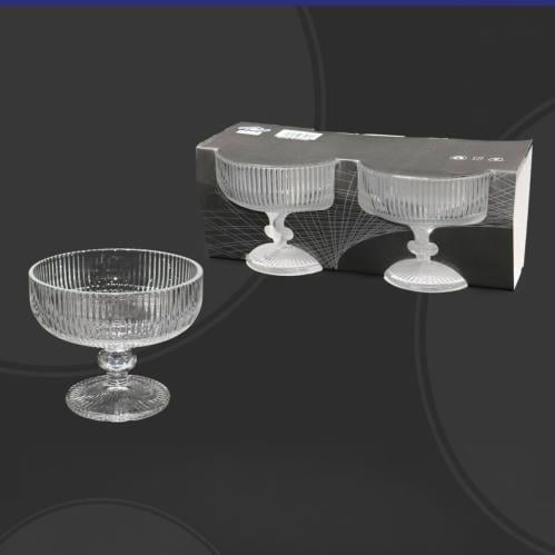 طقم كاسات ايسكريم زجاج حبتين