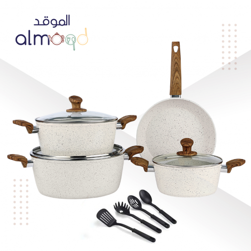 طقم قدور جيرانيت الموقد 11 قطعة