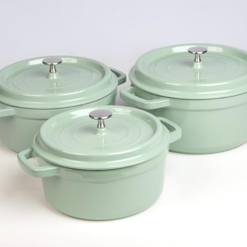 طقم قدور حديد الزهر الموقد بسطح غير لاصق