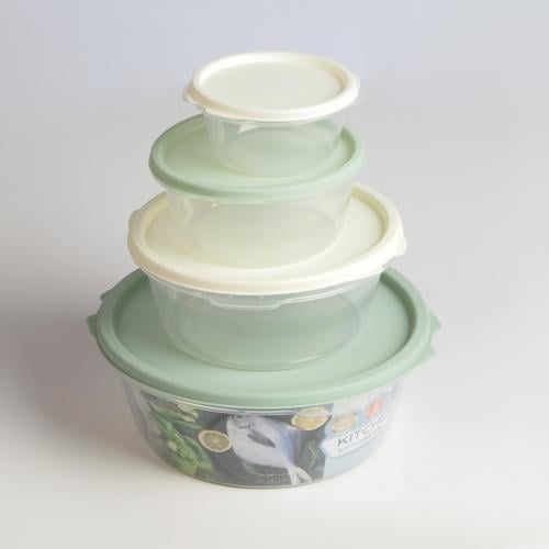 طقم علب بغطاء بلاستيك 4 حبات