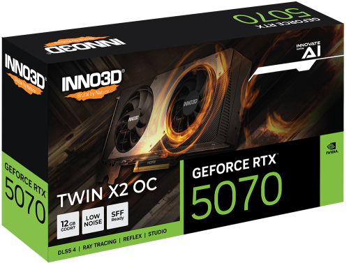 كرت شاشة إنو 3 دي RTX 5070 توين إكس 2 باللون الأسو...