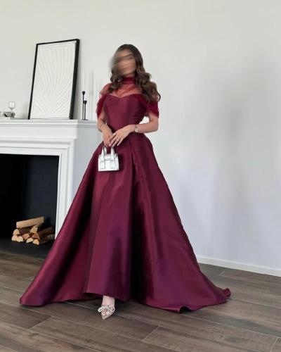 فستان سهره عنابي