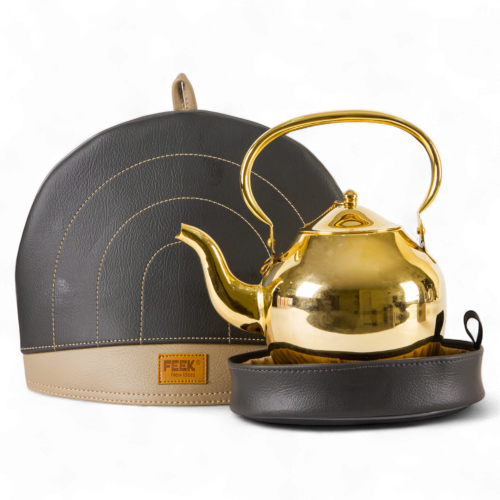 جراب رصاصي+بيج وسط حافظ ابريق (مع قاعدة)