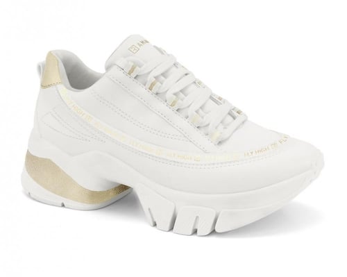 حذاء رياضي ابيض مع دهبي كعب عالي