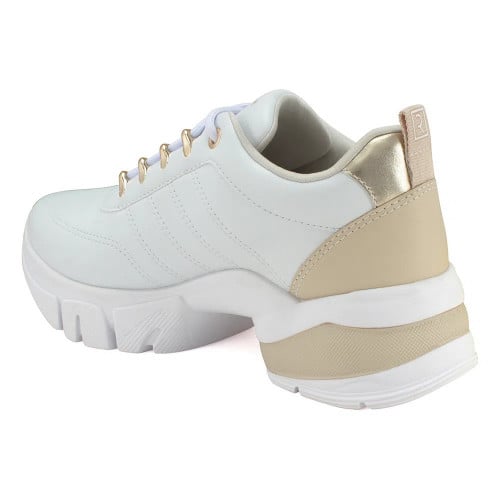 حذاء رياضي ابيض مع دهبي كعب 6 سم