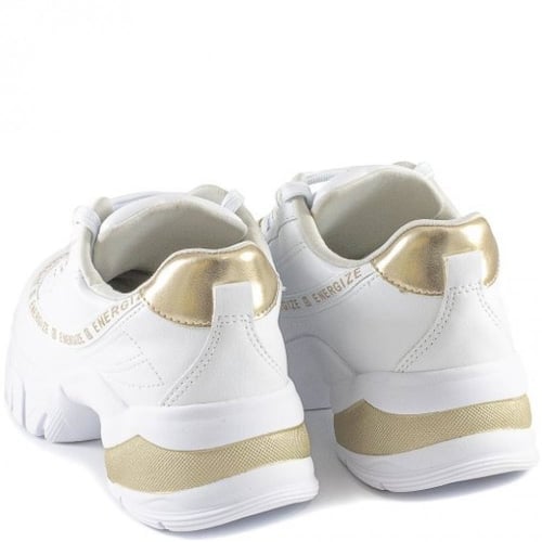 حذاء رياضي ابيض مع دهبي كعب عالي