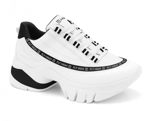 حذاء رياضي ابيض مع اسود كعب عالي