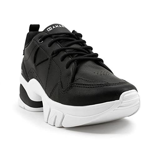 حذاء رياضي اسود مع ابيض كعب عالي