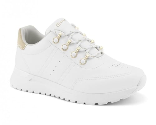 حذاء رياضي ابيض مع دهبي فلات