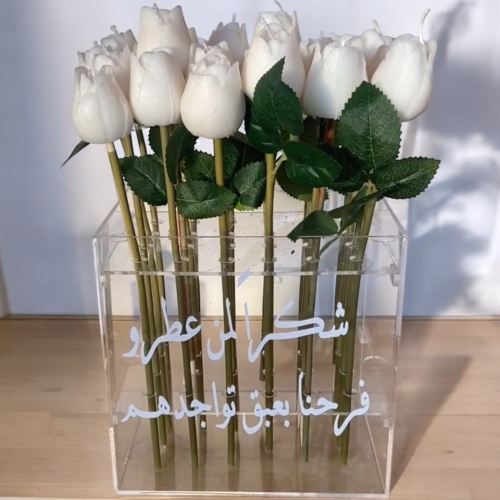 شموع زهرة التوليب (24) حبة مع عبارة واستاند