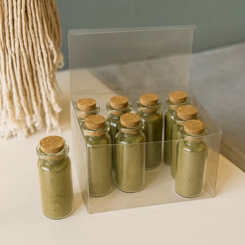 حناء معبأة في قوارير زجاجيه