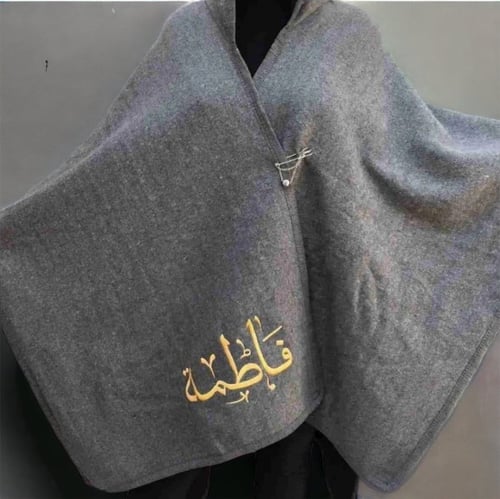شال نسائي شتوي ثقيل مع تطريز الاسم