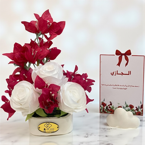 عرض فازة ورد + كرت طاولة مع قاعدة سحاب