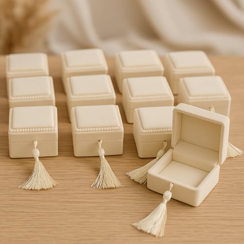 علب مخمل سكري بهدب أنيق