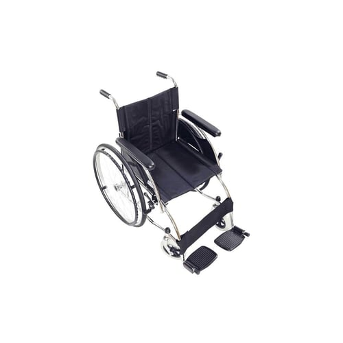 كرسي متحرك كروم قماش بمقعد 46 سم 18 انش بدعامة مزد...