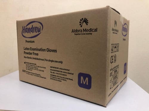 كرتون قفازات فحص لاتكس بدون بودرة - كرتون بها 10 ب...