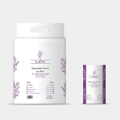 مناشف لافا مقاس 30*60 للاستخدام مرة واحدة شد 50 حب...