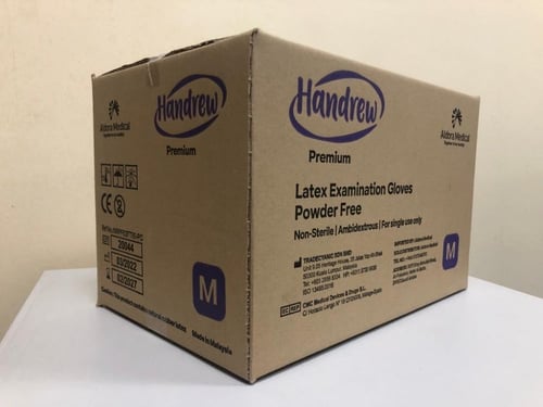 كرتون قفازات فحص لاتكس بدون بودرة - كرتون بها 10 ب...