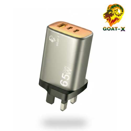 شاحن GOAT-X 65W GaN – ثلاث منافذ USB + Type-C بشحن...