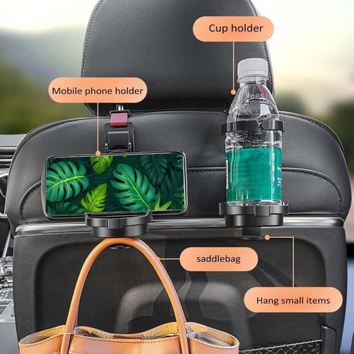 حامل اكواب بخطاف متعدد الوظائف لظهر مقعد السيارة