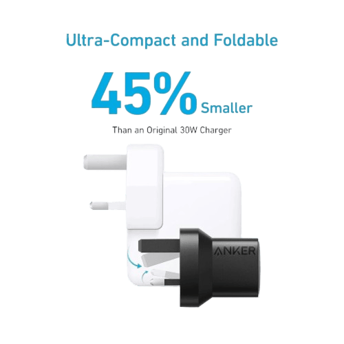شاحن أنكر 33W بمدخلين مع كابل USB-C، تصميم مدمج وق...