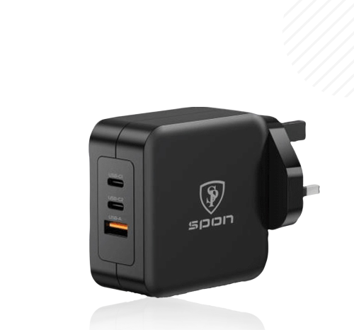 شاحن جداري عالمي 100 واط (2 منفذ تايب سي + USB+ من...