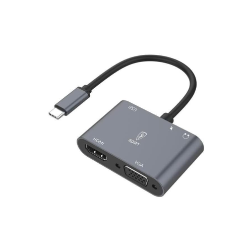 محول SPON 5 في 1 USB-C إلى HDMI + VGA + USB + AUX...