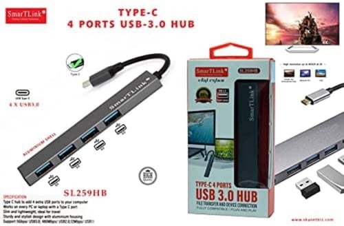 سمارت لينك موزع نوع سي 4×1-4 منافذ نوع C USB 2.0 م...