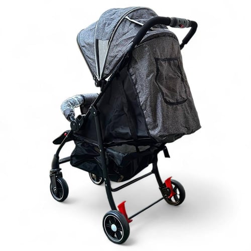 عربية اطفال مع مقبض يد لسهولة الطي رصاصي 6077