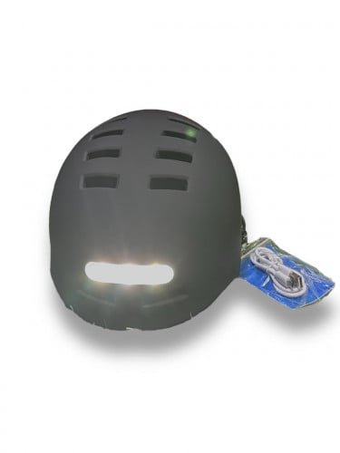 خوذة مع لمبات امامي وخلفي لون اسود