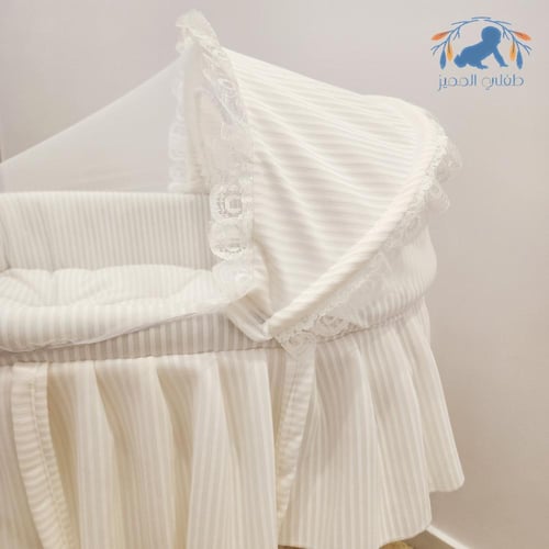 سرير سلة موسى شيال شيفون أبيض مقلم