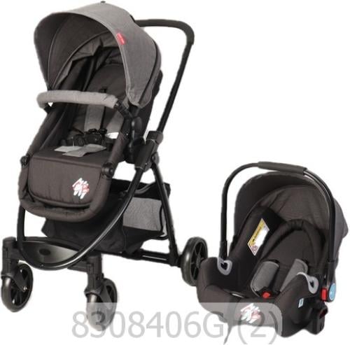 عربة أطفال مع مقعد سيارة