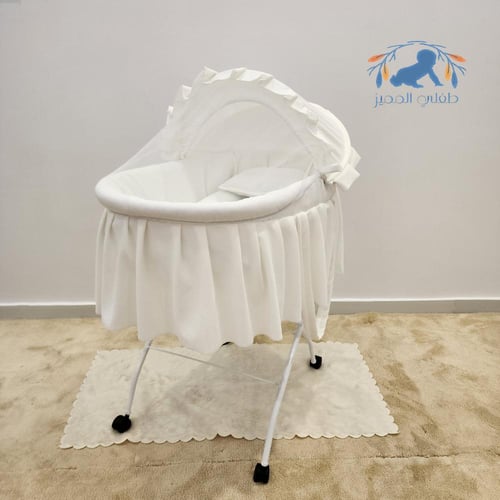 سرير سلة موسى شيال أبيض منقط ناعم