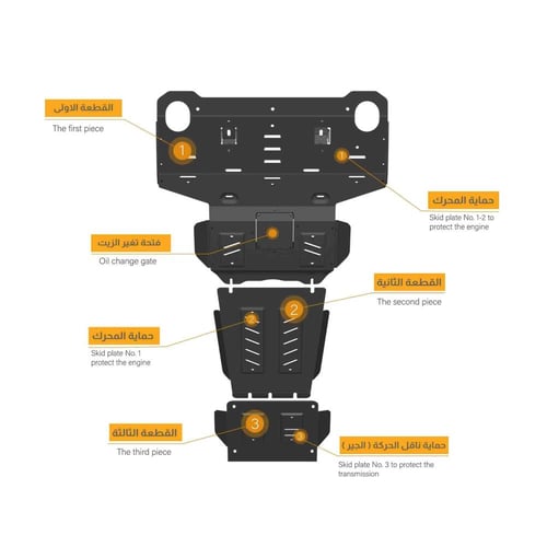 صاجة حماية تويوتا هايلوكس حديد م2016 : 2024 Skid p...