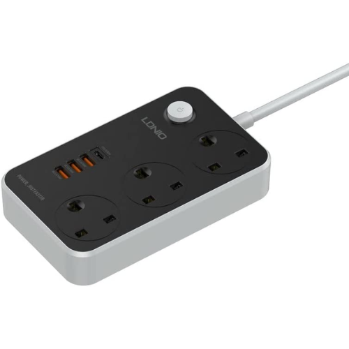 لدنيو - توصيلة كهربائية 3 أفياش + 3 مداخل USB + مد...