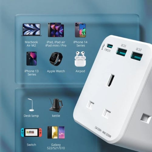 راف باور - شاحن جداري بايونير 3 مداخل طاقه ثلاثية...