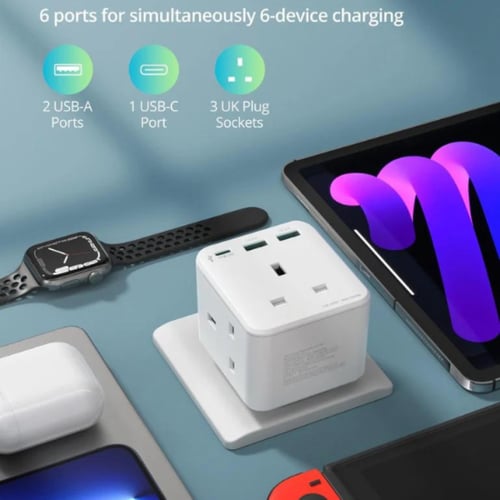 راف باور - شاحن جداري بايونير 3 مداخل طاقه ثلاثية...