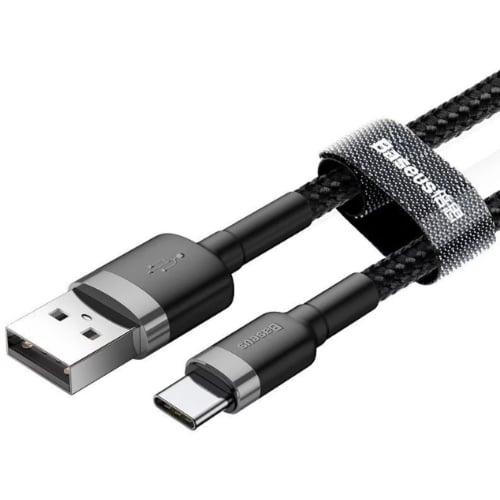 بيسوس - سلك USB تو تايب سي قماش بطول 3 متر - اسود