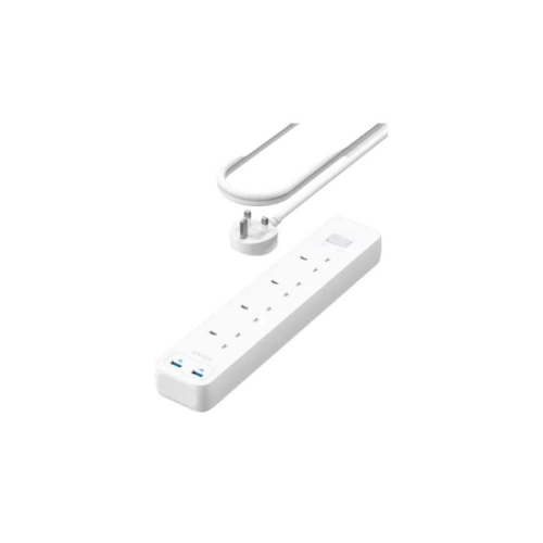 انكر - توصيلة 4 منافذ طاقة مع منفذين USB-A - اللون...