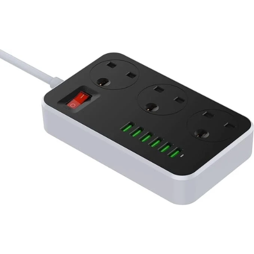 لدنيو - توصيلة كهربائية 3 أفياش + 6 مداخل USB بطول...