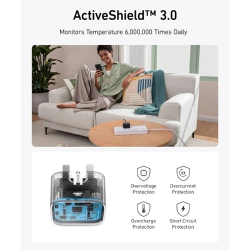 انكر - فيش جداري بمنفذ تايب سي بقوة 30 واط - اللون...