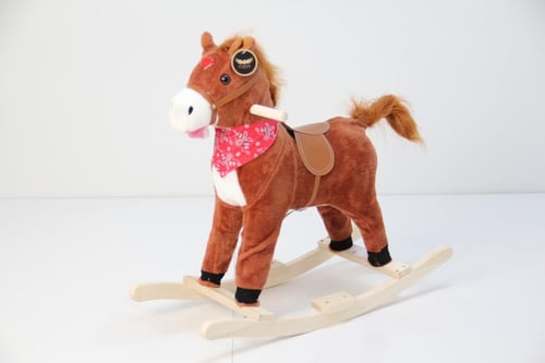 حصان هزاز للأطفال بقاعدة خشبية – تصميم أنيق وآمن ل...