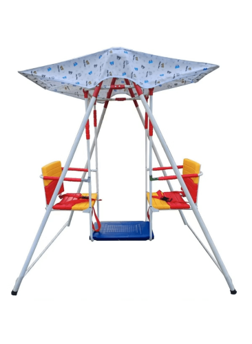 مرجيحة أطفال مزدوجة بمقعدين مع مظلة حماية من الشمس...